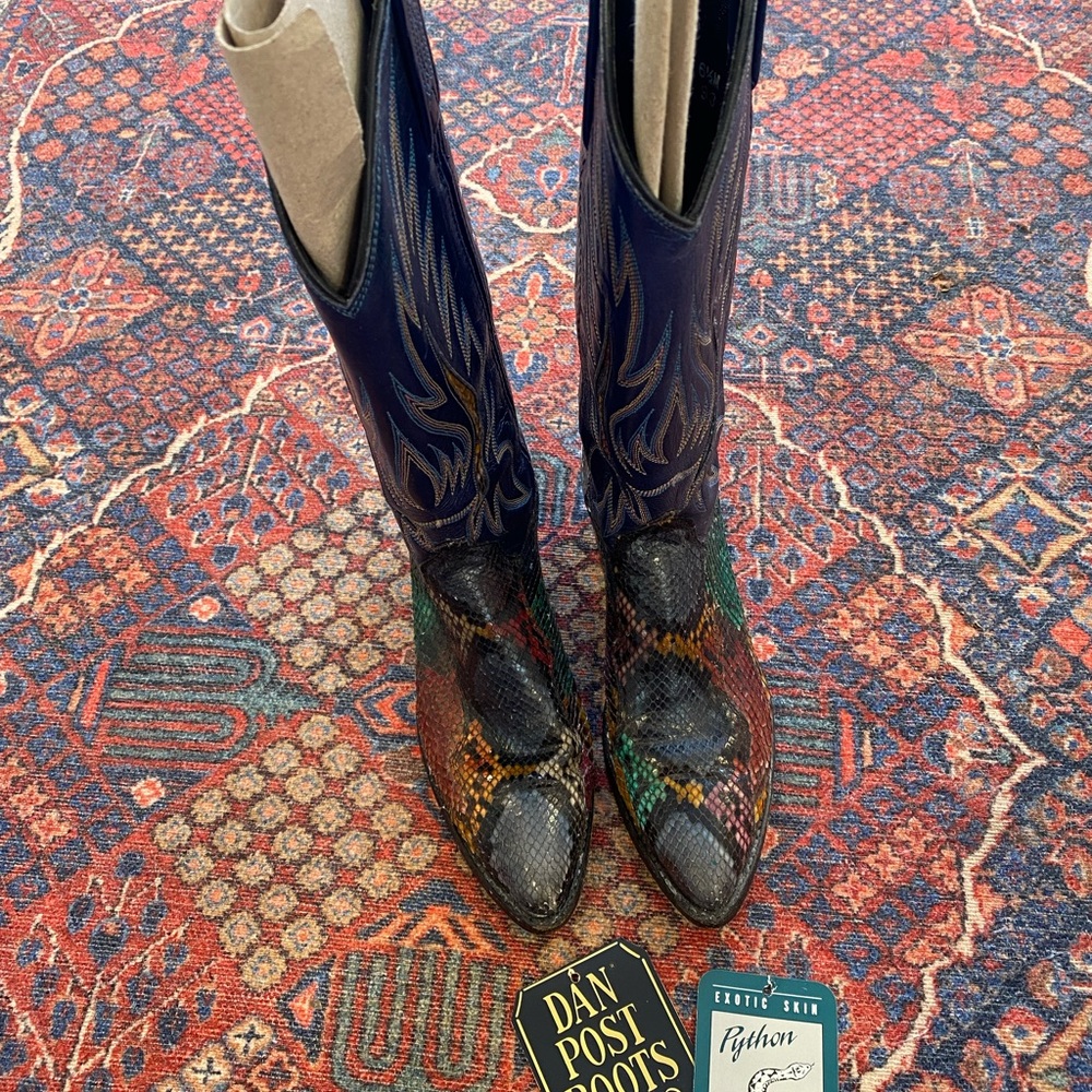 Dan Post Multicolor Snakeskin Python Heeled Boots - image 2